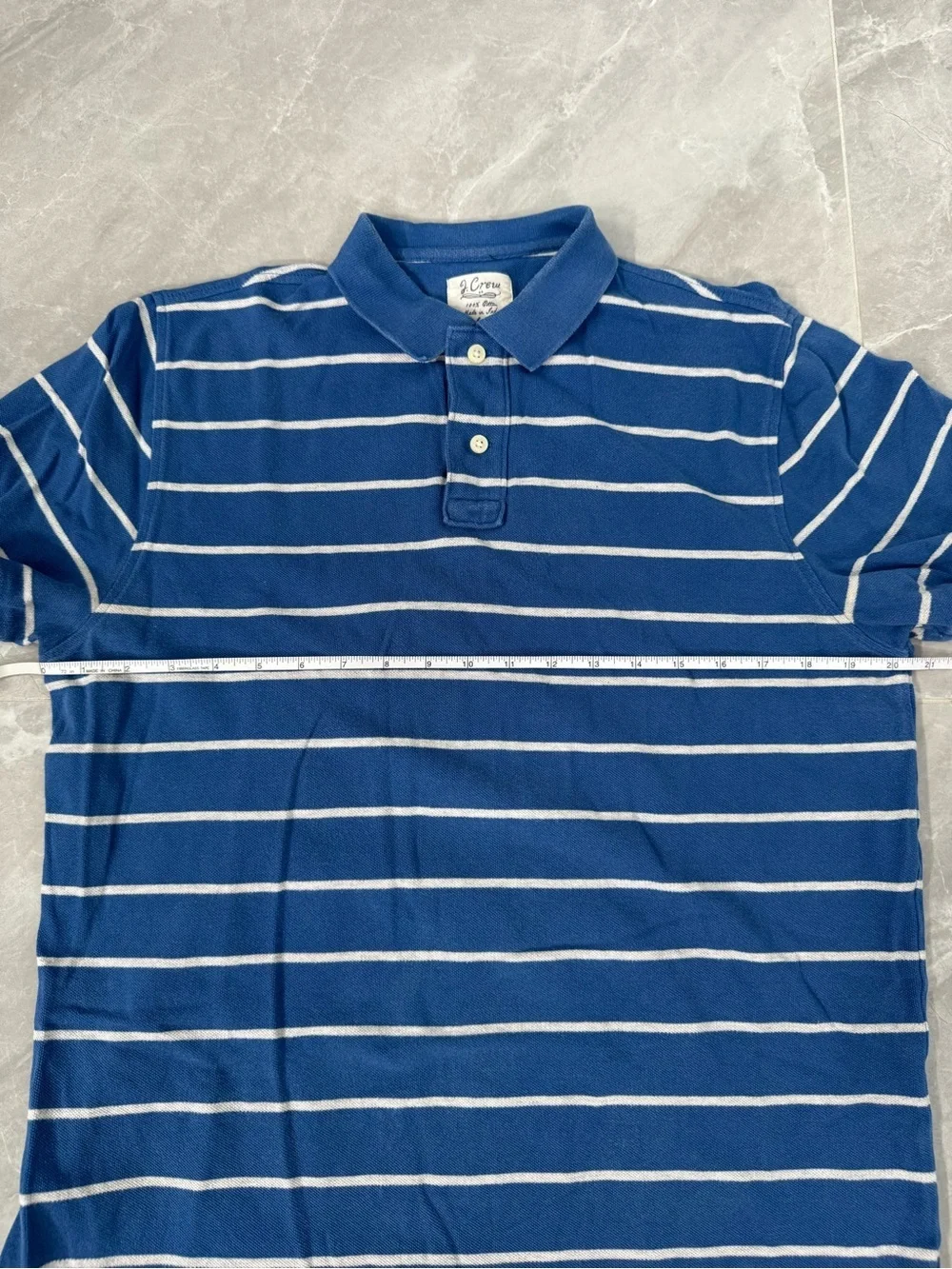 Men’s J. Crew Striped Short Sleeve Polo Short Preppy Classic Collar Cotton Large